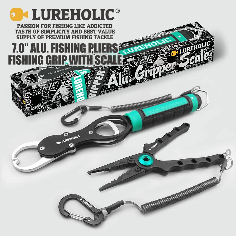 Lureholic Fishing Pliers & Fish Gripper w/ Scales