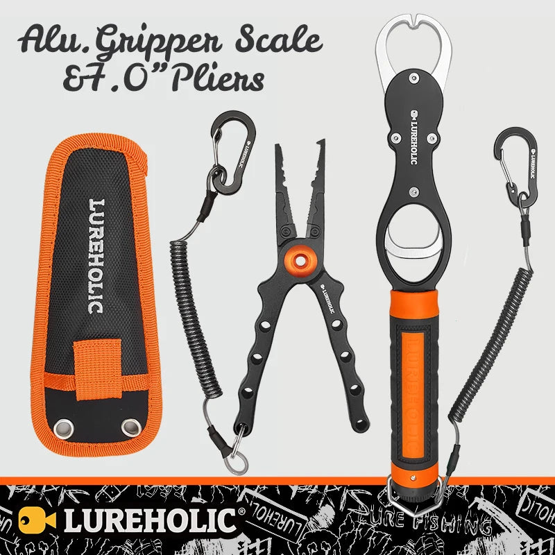Lureholic Fishing Pliers & Fish Gripper w/ Scales
