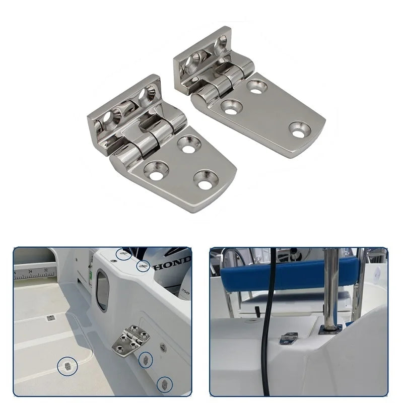 2Pcs Stainless 316 Flush Mount Boat Hinges - 54mm or 66mm