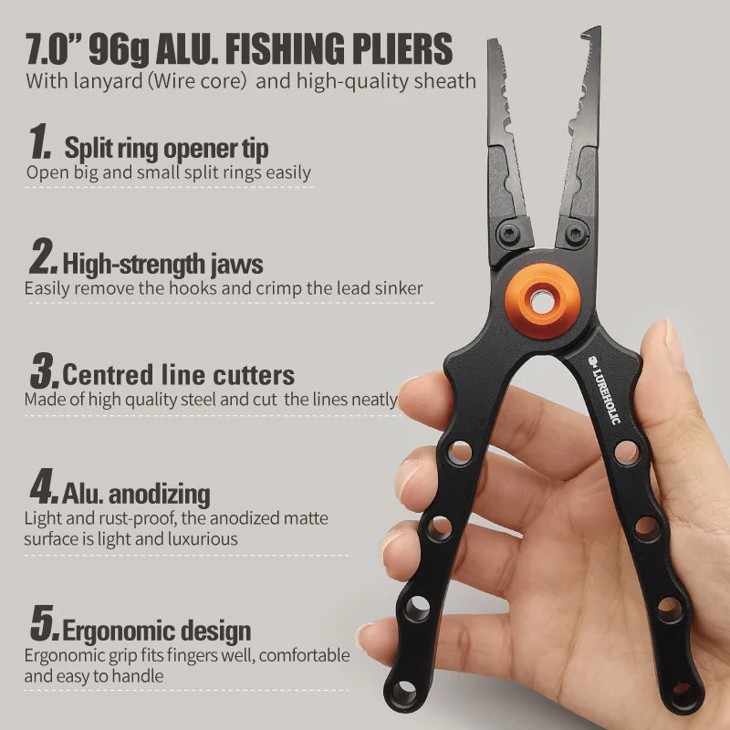 Lureholic Fishing Pliers & Fish Gripper w/ Scales