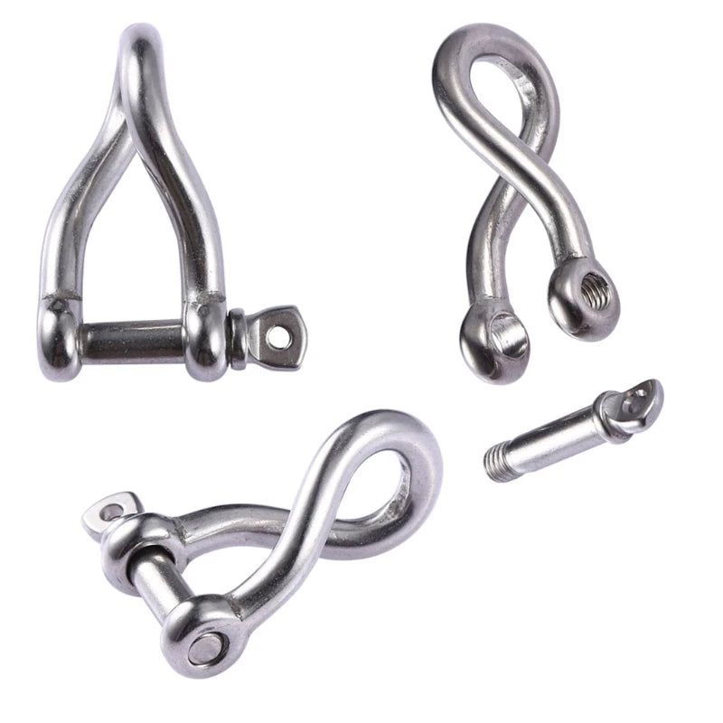 2Pcs Heavy Duty 4mm Twisted Shackle with Screw Pin 316 Stainless steel marine hardware boat rigging
