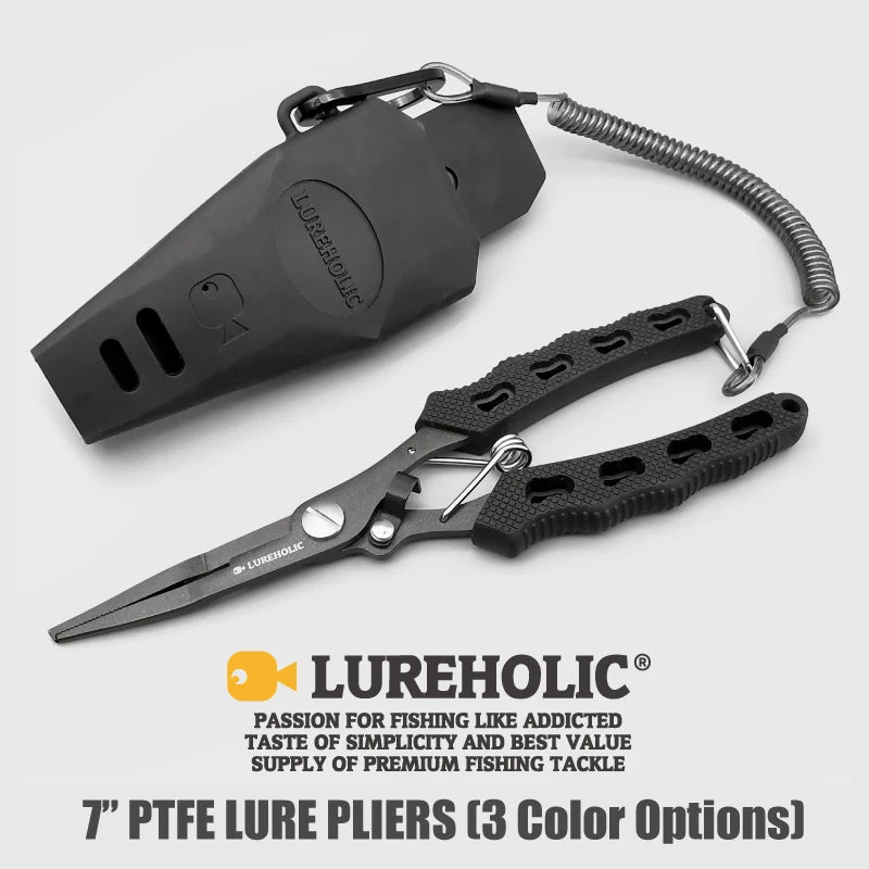 Lureholic PTFE Coated Fishing Pliers 18cm - Remove hooks, Cut braided Line