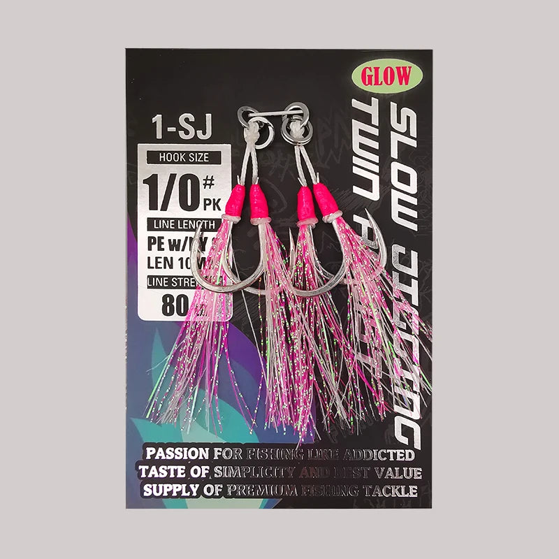 1-SJ Slow Jigging Twin Assist w/ Mustad Glowing Hooks
