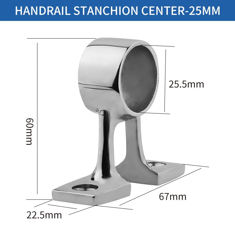 316 SS Boat Hand Rail Fitting 25mm - Stanchion Support - 3 Options
