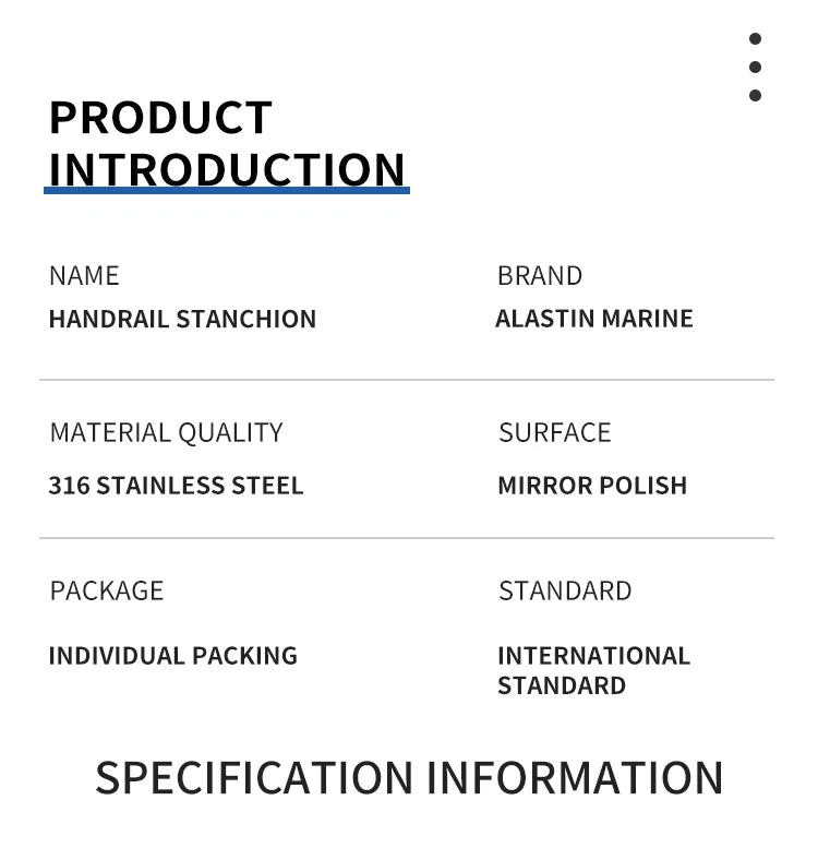 316 SS Boat Hand Rail Fitting 25mm - Stanchion Support - 3 Options