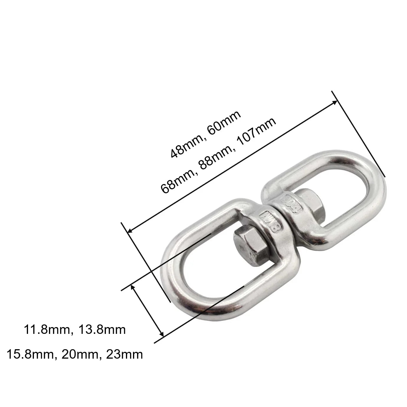 Eye To Eye Stainless Steel 304 Anchor Swivel 4mm 5mm 6mm 8mm 10mm Heavy Duty Stainless Steel Marine Anchor Chain Swivel