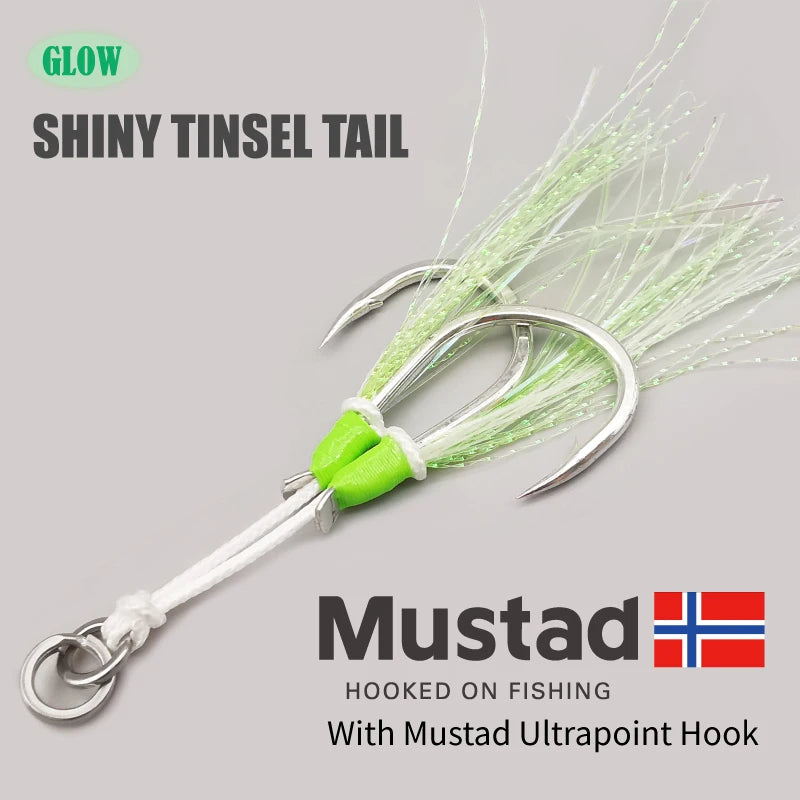1-SJ Slow Jigging Twin Assist w/ Mustad Glowing Hooks