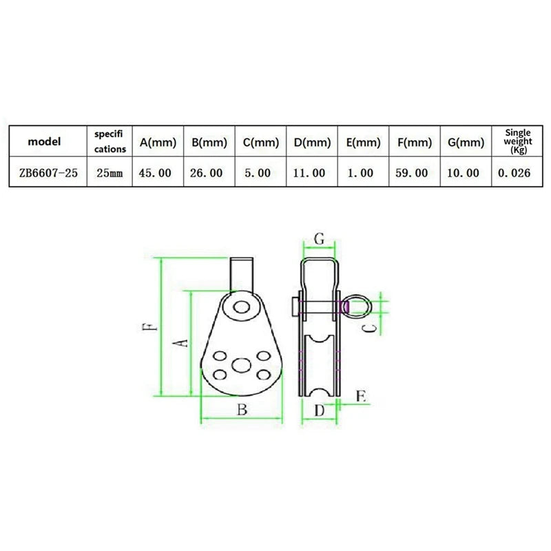 25mm Nylon Pulley w/ Stainless - 5 Pieces