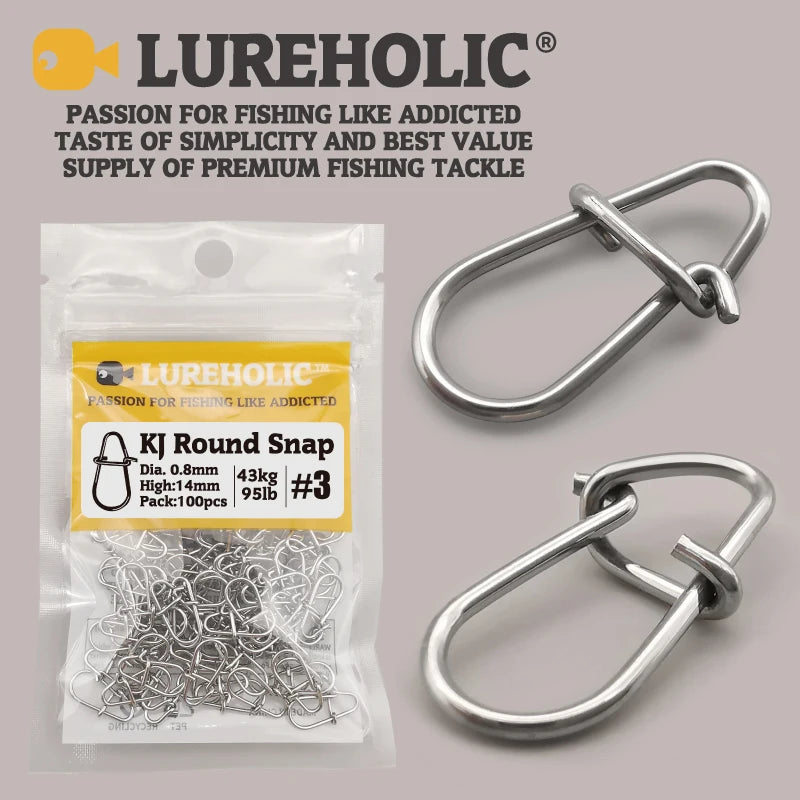 Lureholic KJ Round Snap for Lure Fishing - 100Pcs