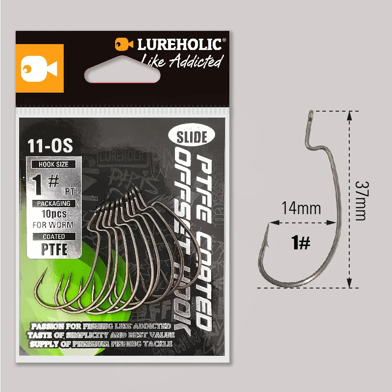 LUREHOLIC PTFE Super Slide Offset Hook - Protective coating
