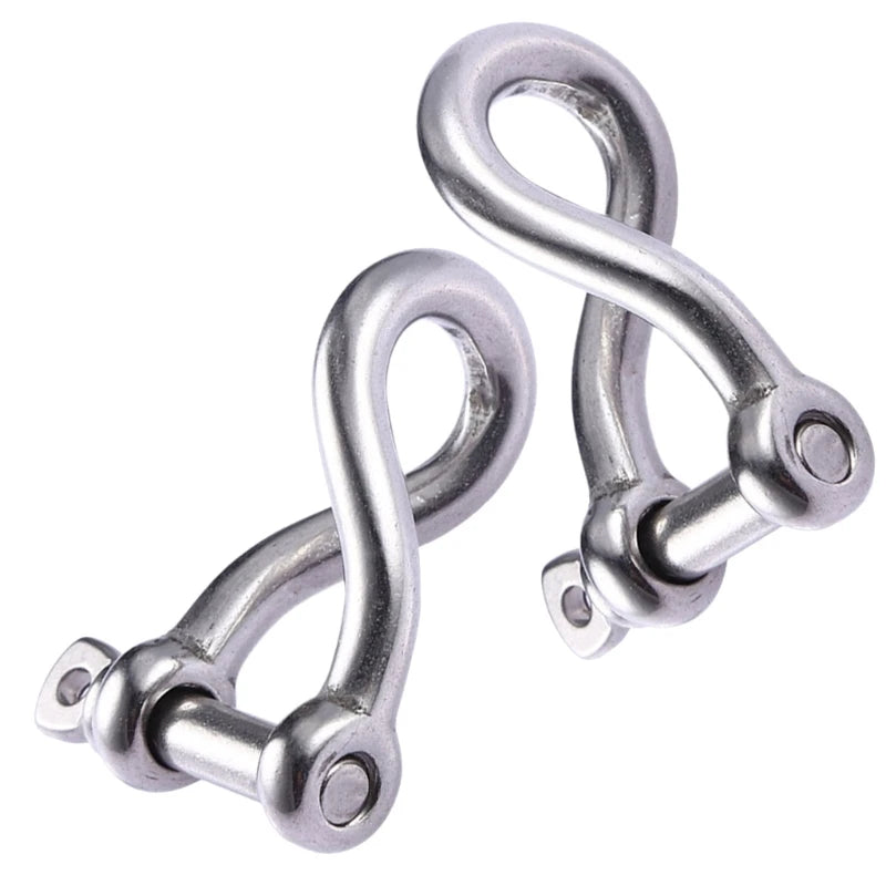 2Pcs Heavy Duty 4mm Twisted Shackle with Screw Pin 316 Stainless steel marine hardware boat rigging