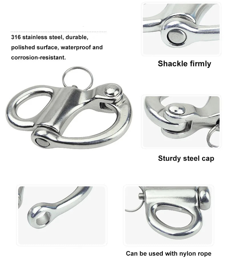 Fixed SS Snap Shackle with Quick Release Pin