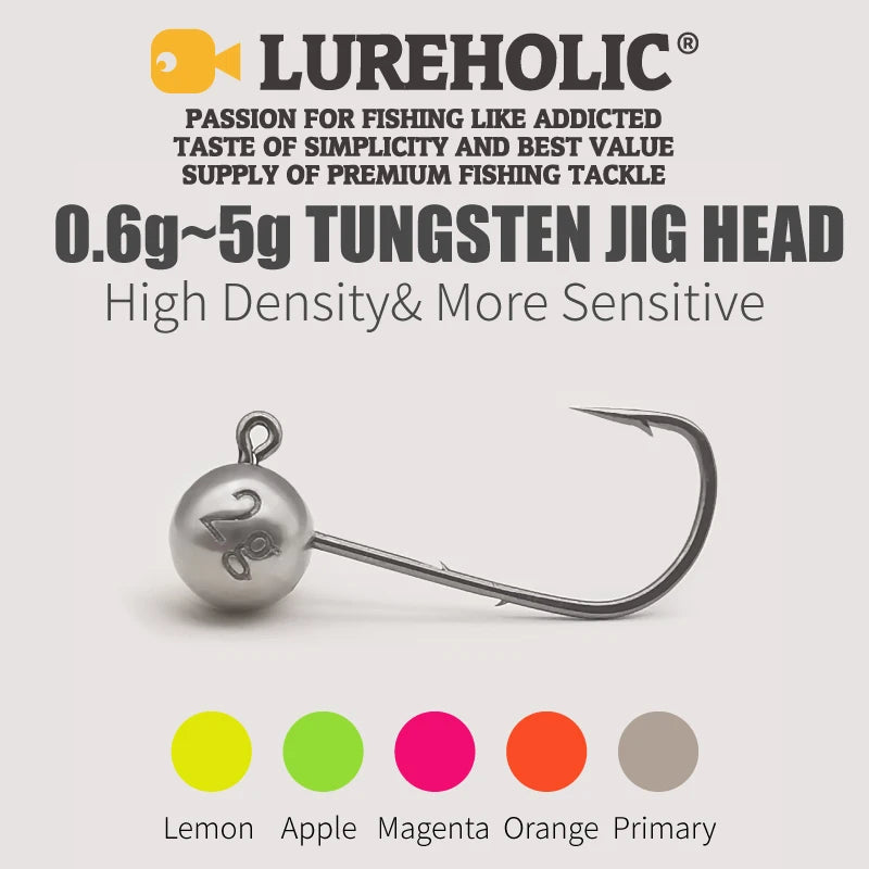 Tungsten Jig Heads - 0.6g 0.8g 1g 1.5g 2g 2.5g 3g 5g