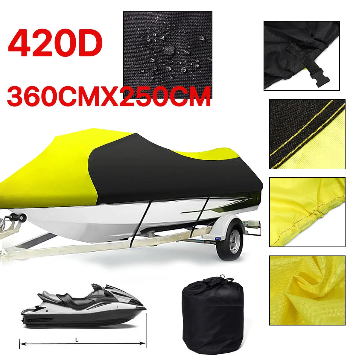L/XL 420D Waterproof Jet Ski Cover - Fits many models