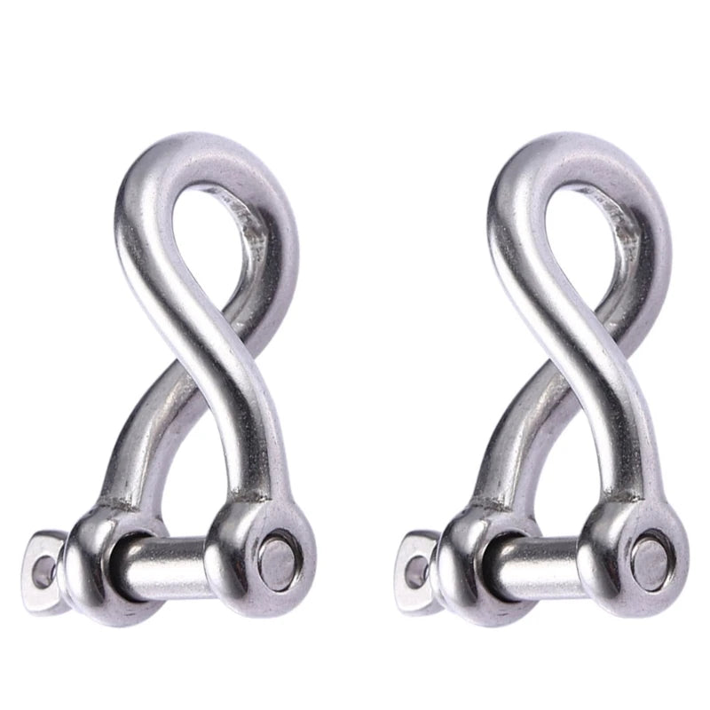 2Pcs Heavy Duty 4mm Twisted Shackle with Screw Pin 316 Stainless steel marine hardware boat rigging