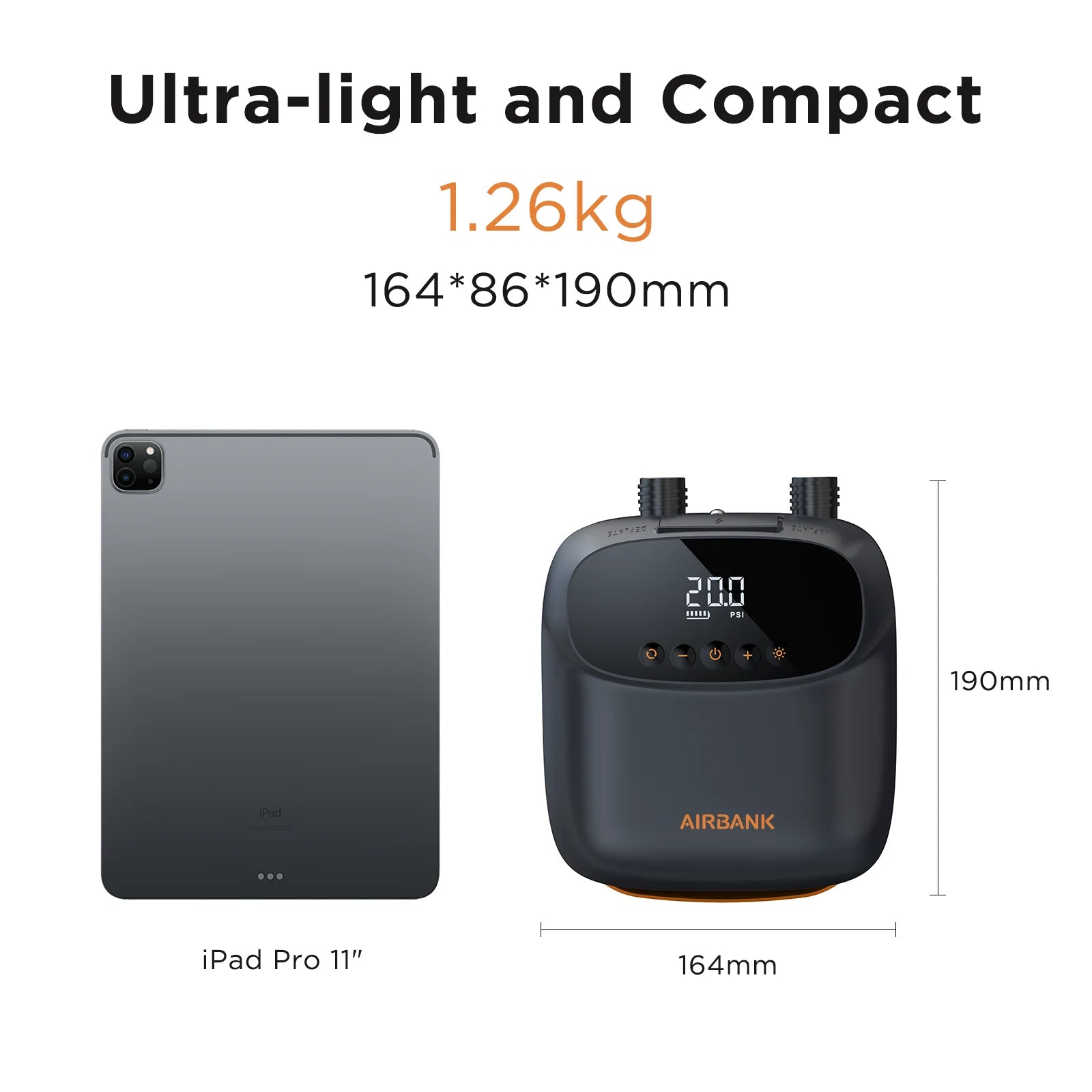 Kayak/Dinghy/Paddleboard Inflatable Pump - 20PSI & USB C charging