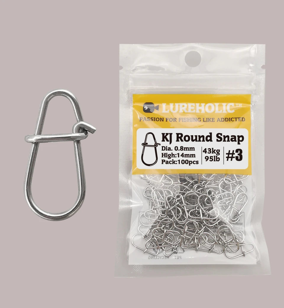 Lureholic KJ Round Snap for Lure Fishing - 100Pcs