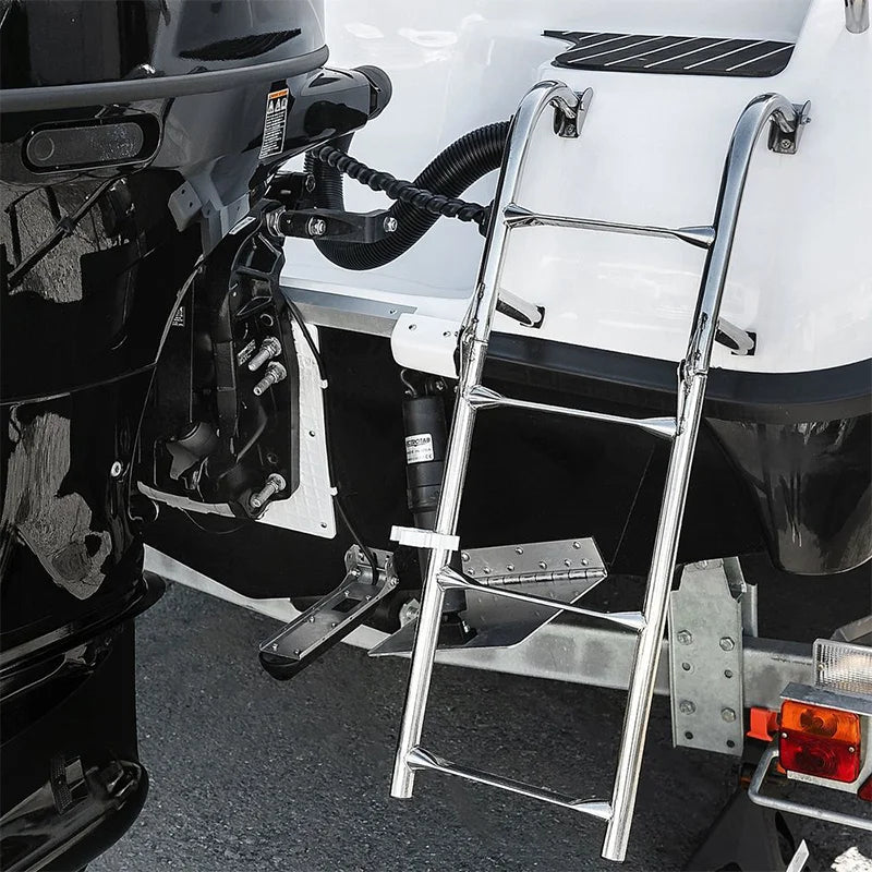 4 Step Anti Slip Marine Dock Ladde Retractable 316 Stainless Steel Folding Ladder for Yacht Speedboat Accessories 2+2 Step