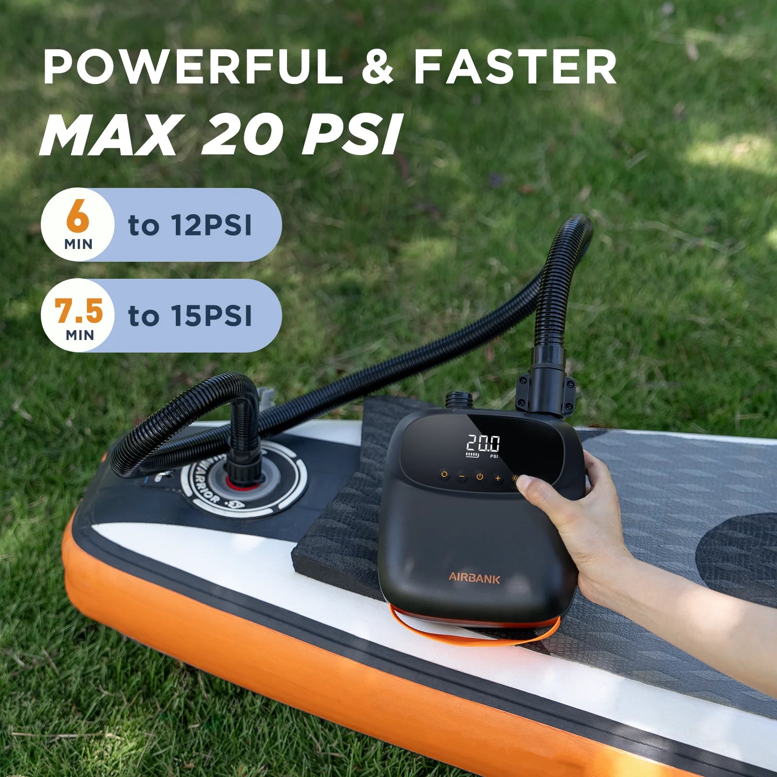 Kayak/Dinghy/Paddleboard Inflatable Pump - 20PSI & USB C charging