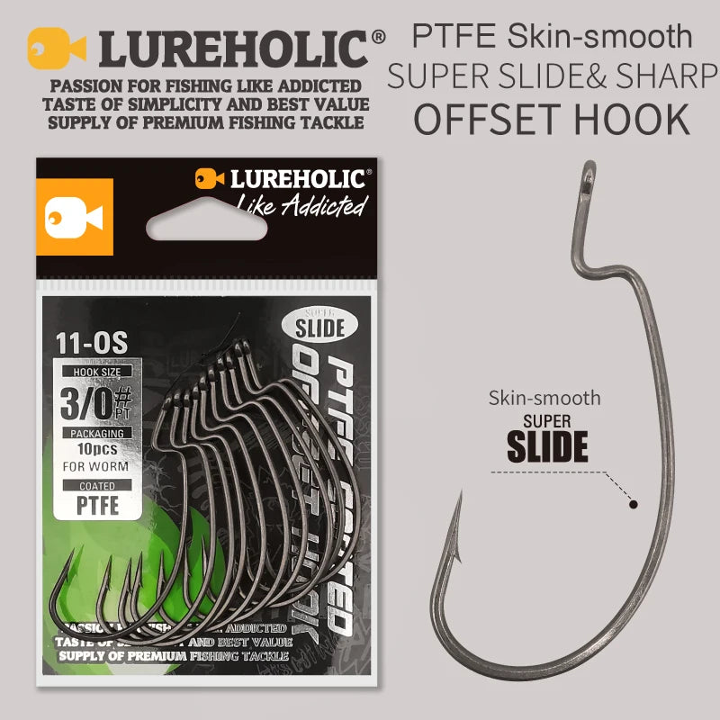 LUREHOLIC PTFE Super Slide Offset Hook - Protective coating