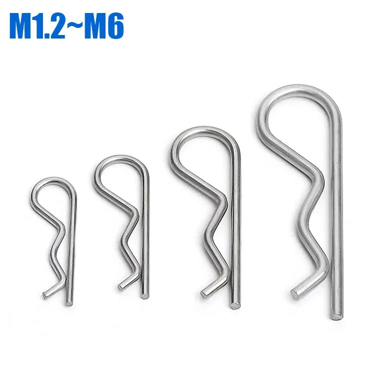 304 A2 Stainless Steel R Type Spring Cotter Pin M1.2 M1.5 M1.8 M2 M2.5 M3 M3.5 M4 M5 M6 Wave Shape Split Clip Clamp Pin