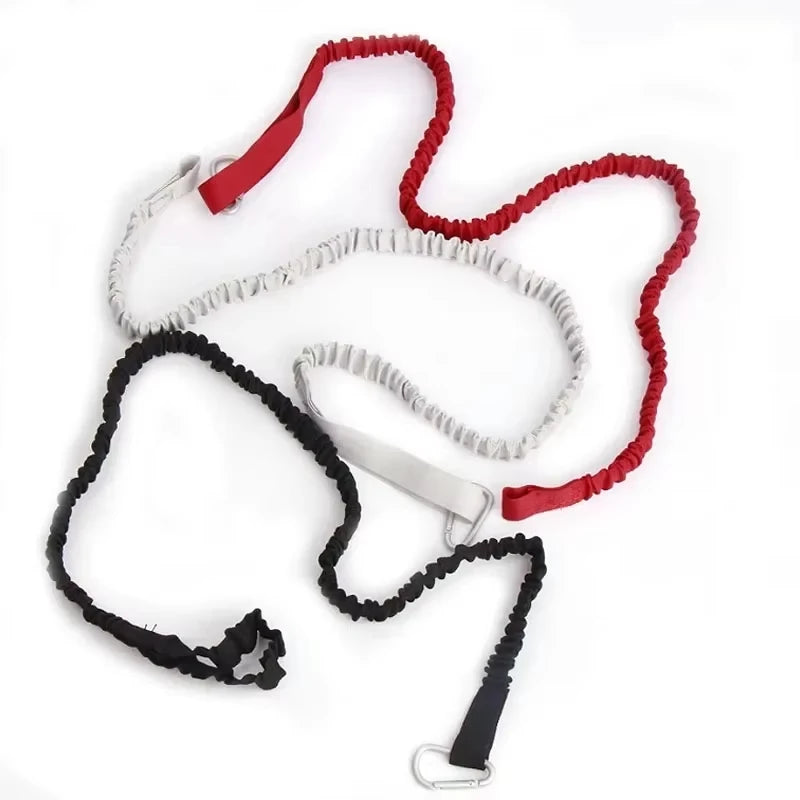 DIZETION 1PC Elastic Kayak Paddle Leash Adjustable With Safety Hook Pole Coiled Lanyard Cord Tie Rope Boat Accessories