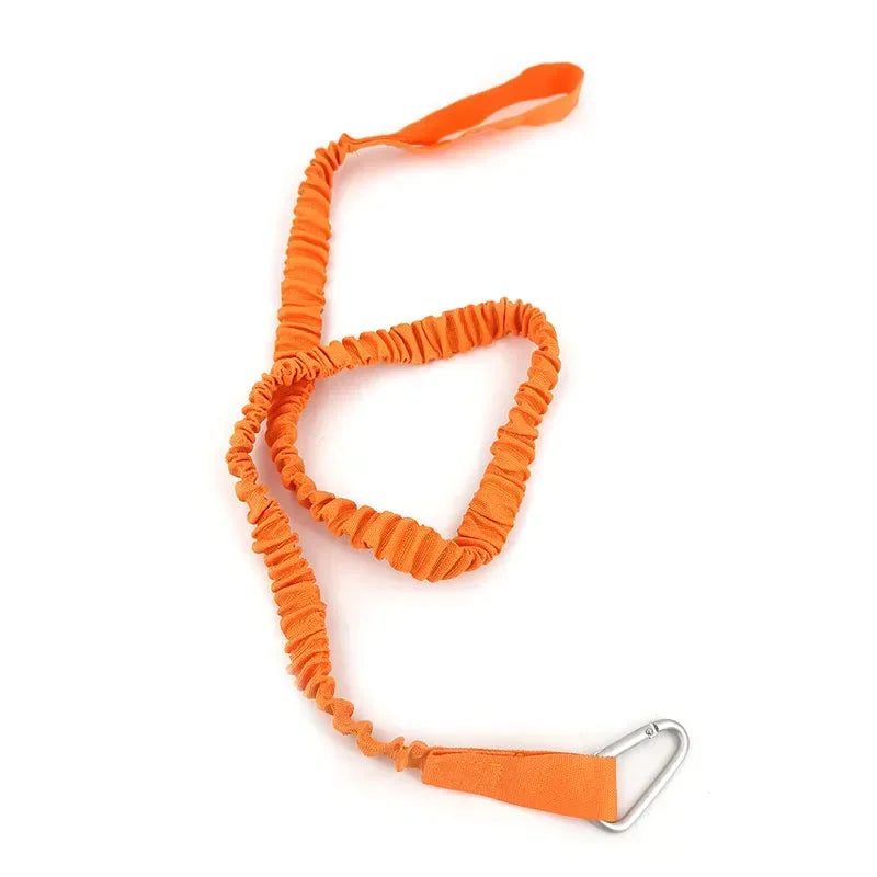 DIZETION 1PC Elastic Kayak Paddle Leash Adjustable With Safety Hook Pole Coiled Lanyard Cord Tie Rope Boat Accessories