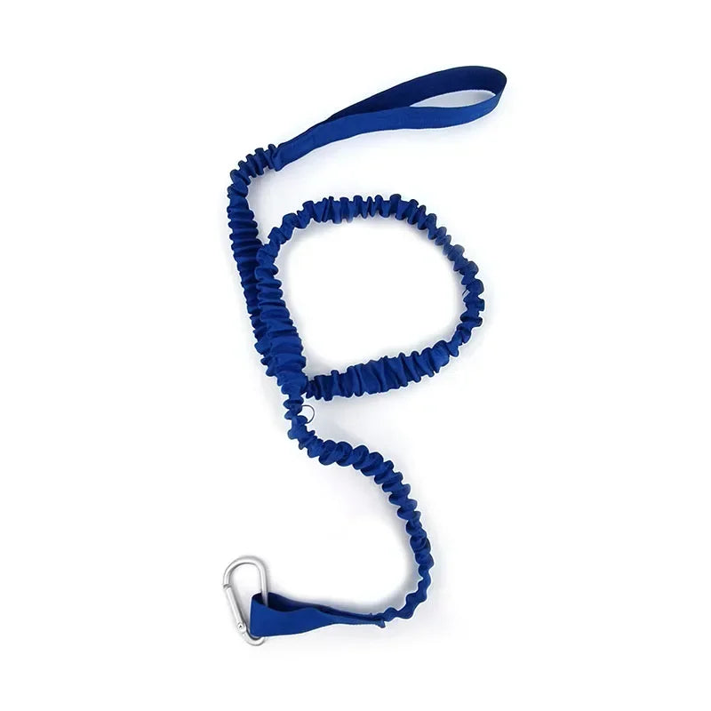 DIZETION 1PC Elastic Kayak Paddle Leash Adjustable With Safety Hook Pole Coiled Lanyard Cord Tie Rope Boat Accessories
