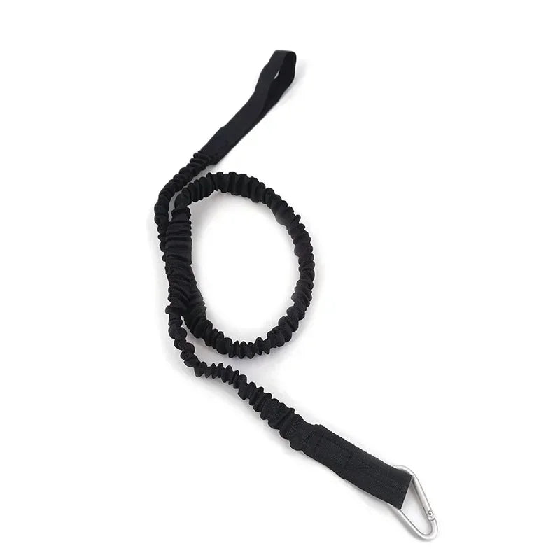 DIZETION 1PC Elastic Kayak Paddle Leash Adjustable With Safety Hook Pole Coiled Lanyard Cord Tie Rope Boat Accessories