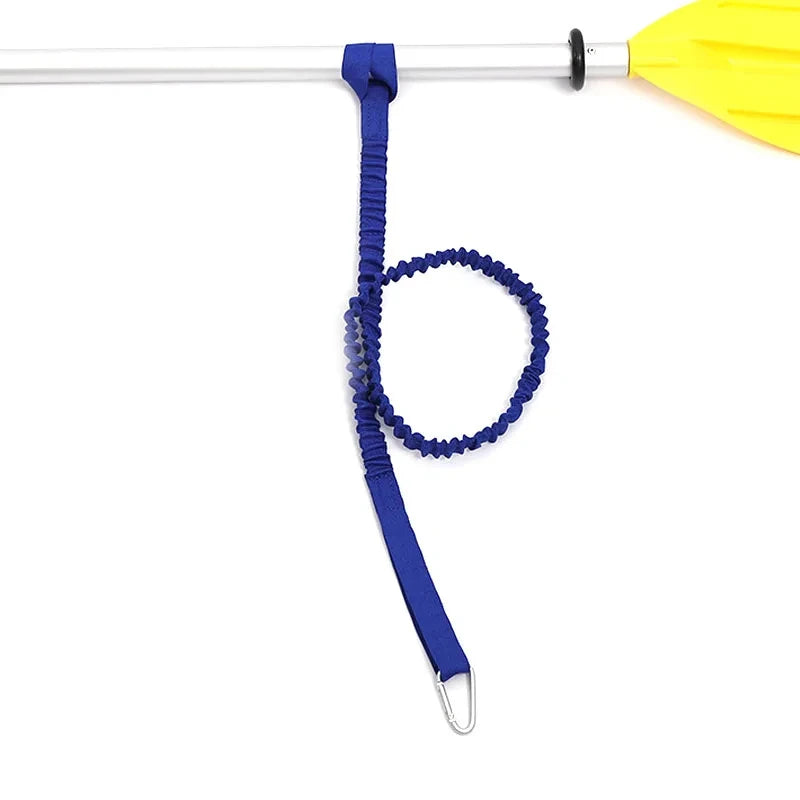 DIZETION 1PC Elastic Kayak Paddle Leash Adjustable With Safety Hook Pole Coiled Lanyard Cord Tie Rope Boat Accessories