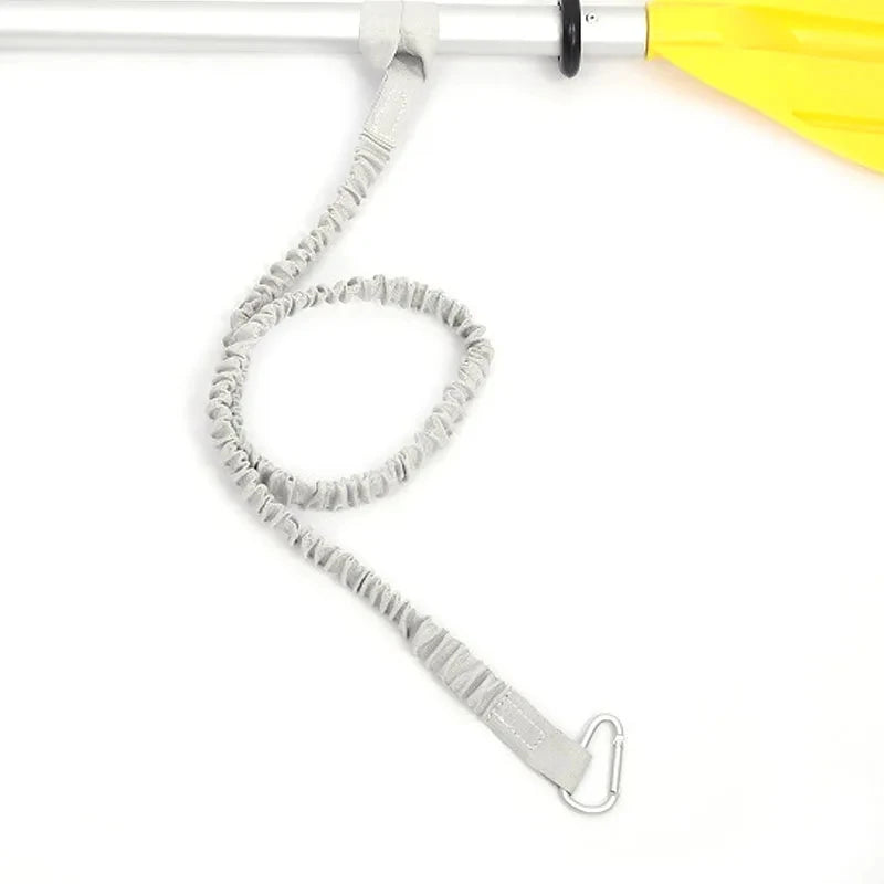 DIZETION 1PC Elastic Kayak Paddle Leash Adjustable With Safety Hook Pole Coiled Lanyard Cord Tie Rope Boat Accessories