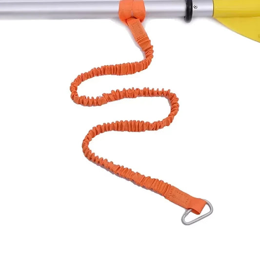 DIZETION 1PC Elastic Kayak Paddle Leash Adjustable With Safety Hook Pole Coiled Lanyard Cord Tie Rope Boat Accessories