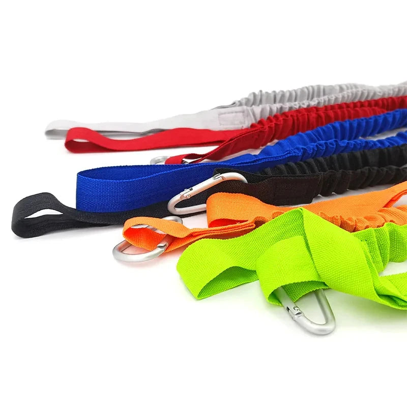 DIZETION 1PC Elastic Kayak Paddle Leash Adjustable With Safety Hook Pole Coiled Lanyard Cord Tie Rope Boat Accessories