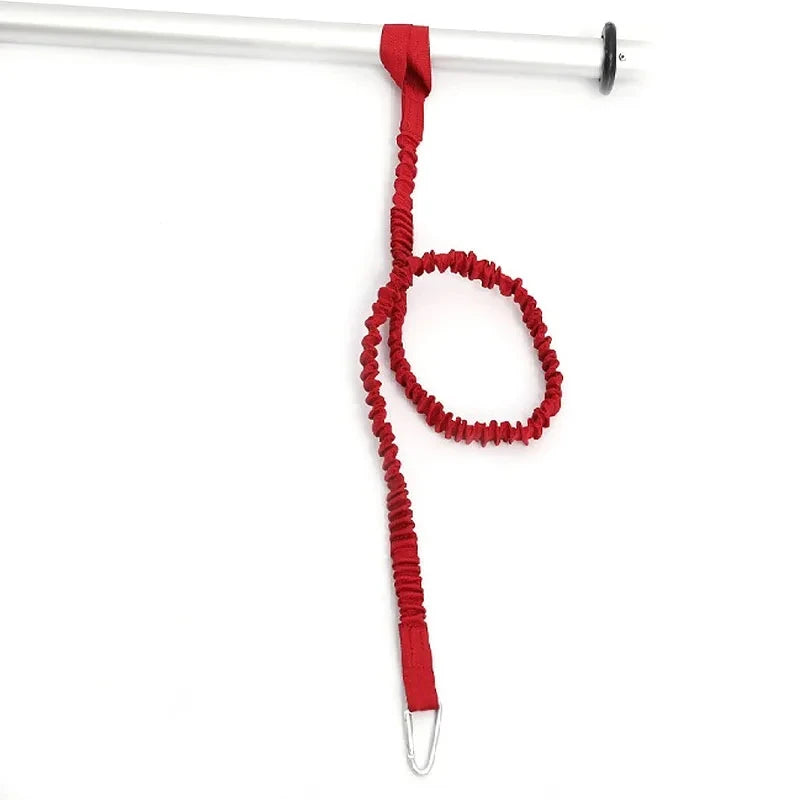 DIZETION 1PC Elastic Kayak Paddle Leash Adjustable With Safety Hook Pole Coiled Lanyard Cord Tie Rope Boat Accessories