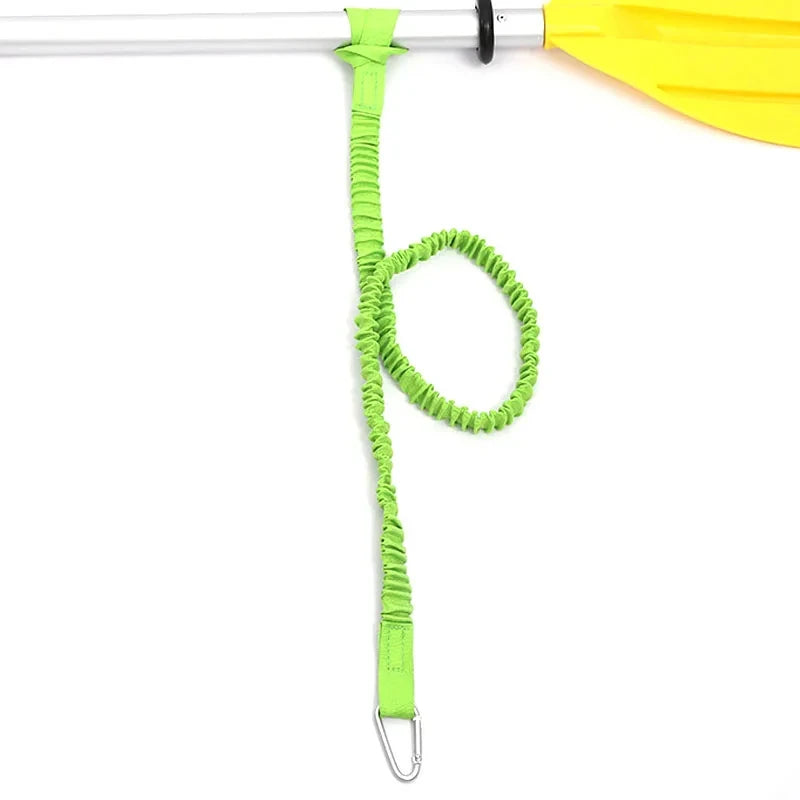DIZETION 1PC Elastic Kayak Paddle Leash Adjustable With Safety Hook Pole Coiled Lanyard Cord Tie Rope Boat Accessories